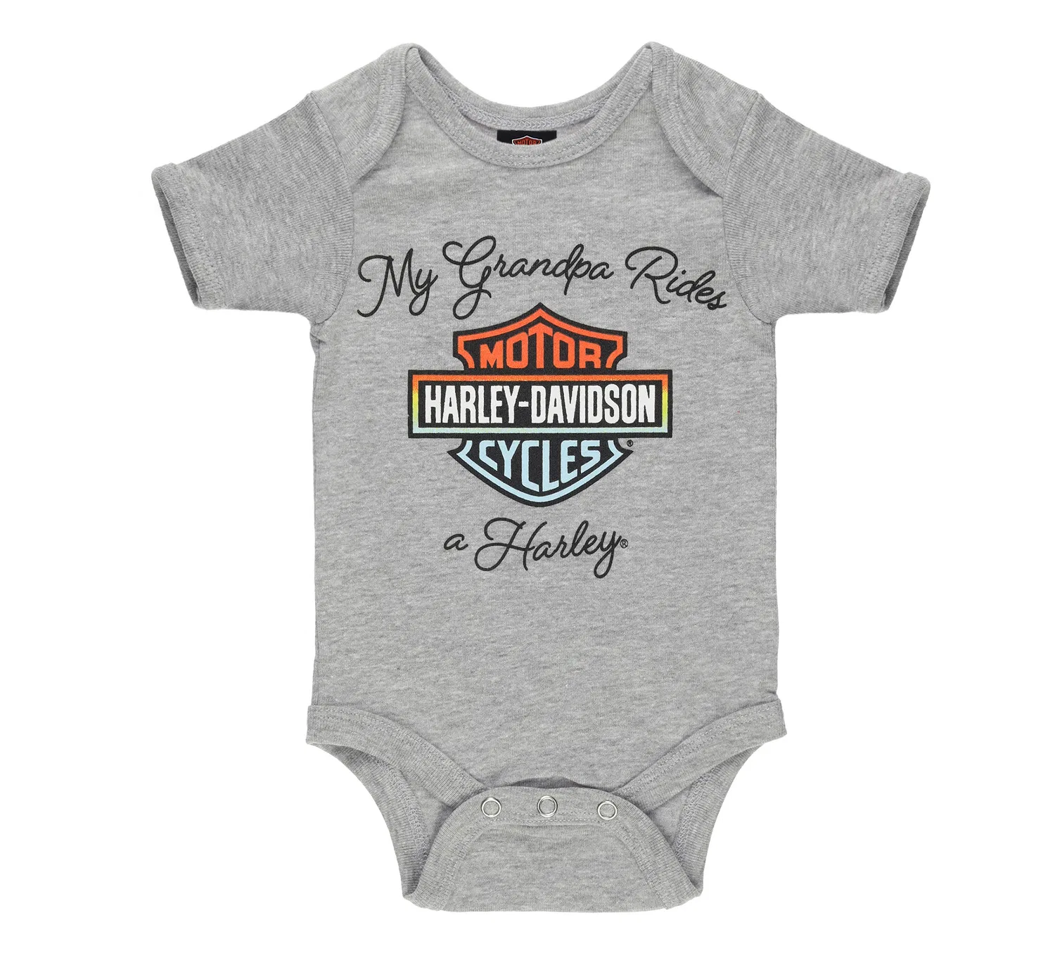 Детский бодик с принтом комплект бодиков Grandpa Rides a Harley Harley Davidson, Grey Heather/Grey Mist