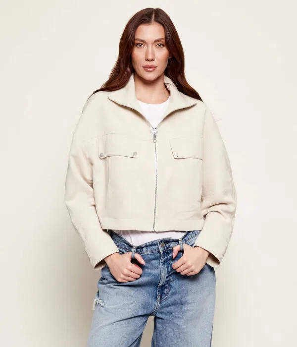 Женская джинсовая куртка Relaxed Fit Jamoura-W BOSS, бежевый