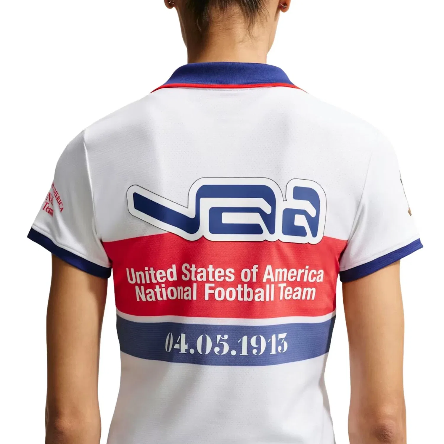 Женская футболка-поло с коротким рукавом Nike x USA x V.A.A. Cryoshot Polo Shirt, белый — фото 2