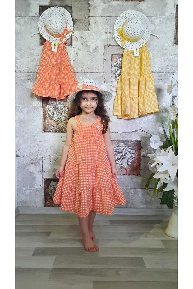 Детское платье для девочек с принтом Orange Bow Dress With Poti Hat Ant, Red — фото 4