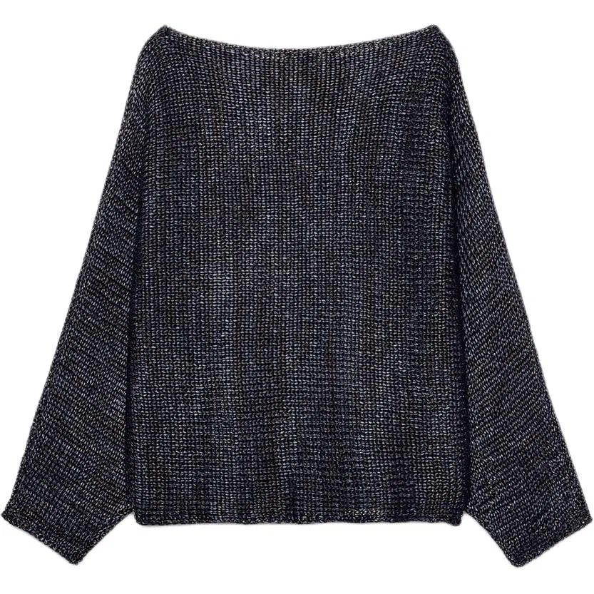 Женский свитер с лодочкой и синим цветом ZARA, Blue — фото 3