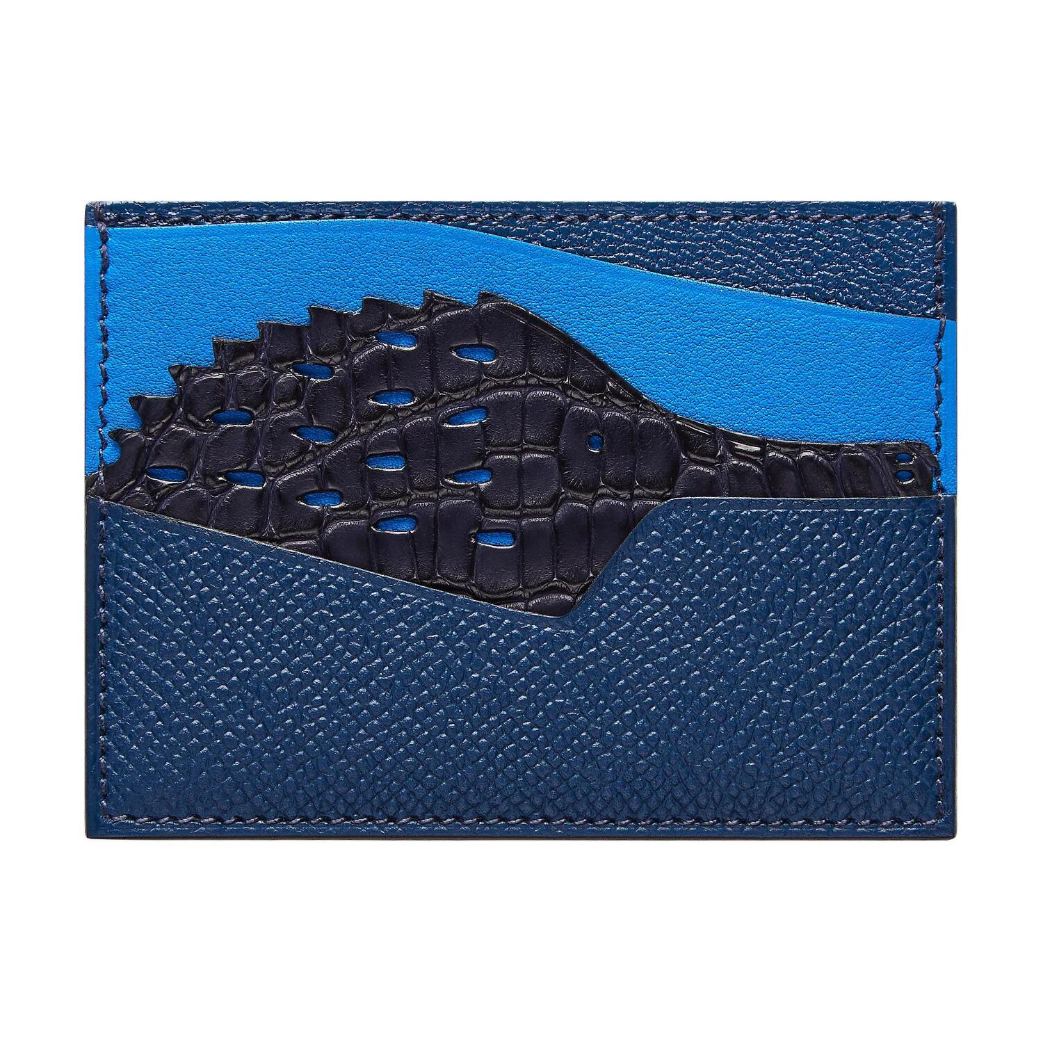 

HERMES Кожаный картхолдер мужской тёмно-синий и чёрный