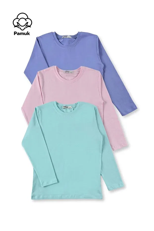 Детский комплект футболок с длинным рукавом Mk Mukko Kids, Lilac-Powder-Mint