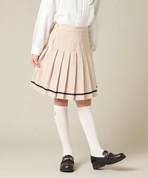 Детская юбка-плиссе с принтом, модель Line Pleated, a.v.v, Beige — фото 3