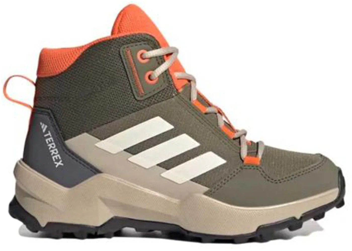 Детские кроссовки для активного отдыха Adidas Terrex AX4R Mid, Olive Strata / Wonder White / Semi Impact Orange