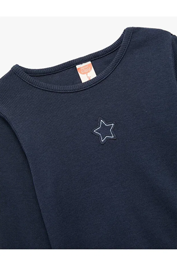 Детская футболка с длинным рукавом Star Embroidered Koton, Navy Blue — фото 3