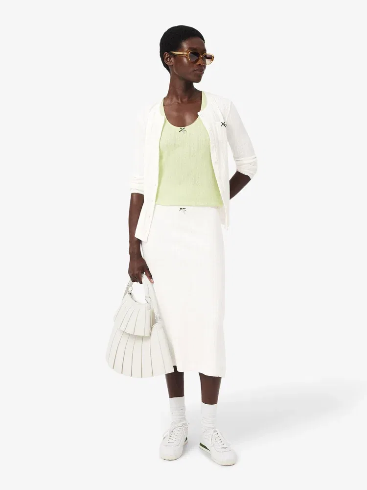 Юбка миди LACOSTE White, из хлопка, белого цвета — фото 4