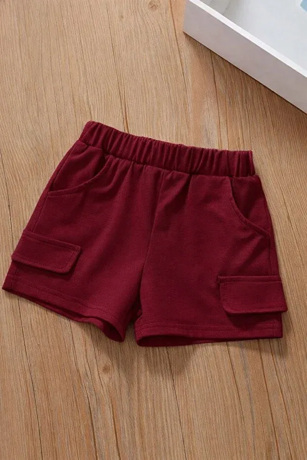 Детские шорты для девочек однотонные Shop, Burgundy