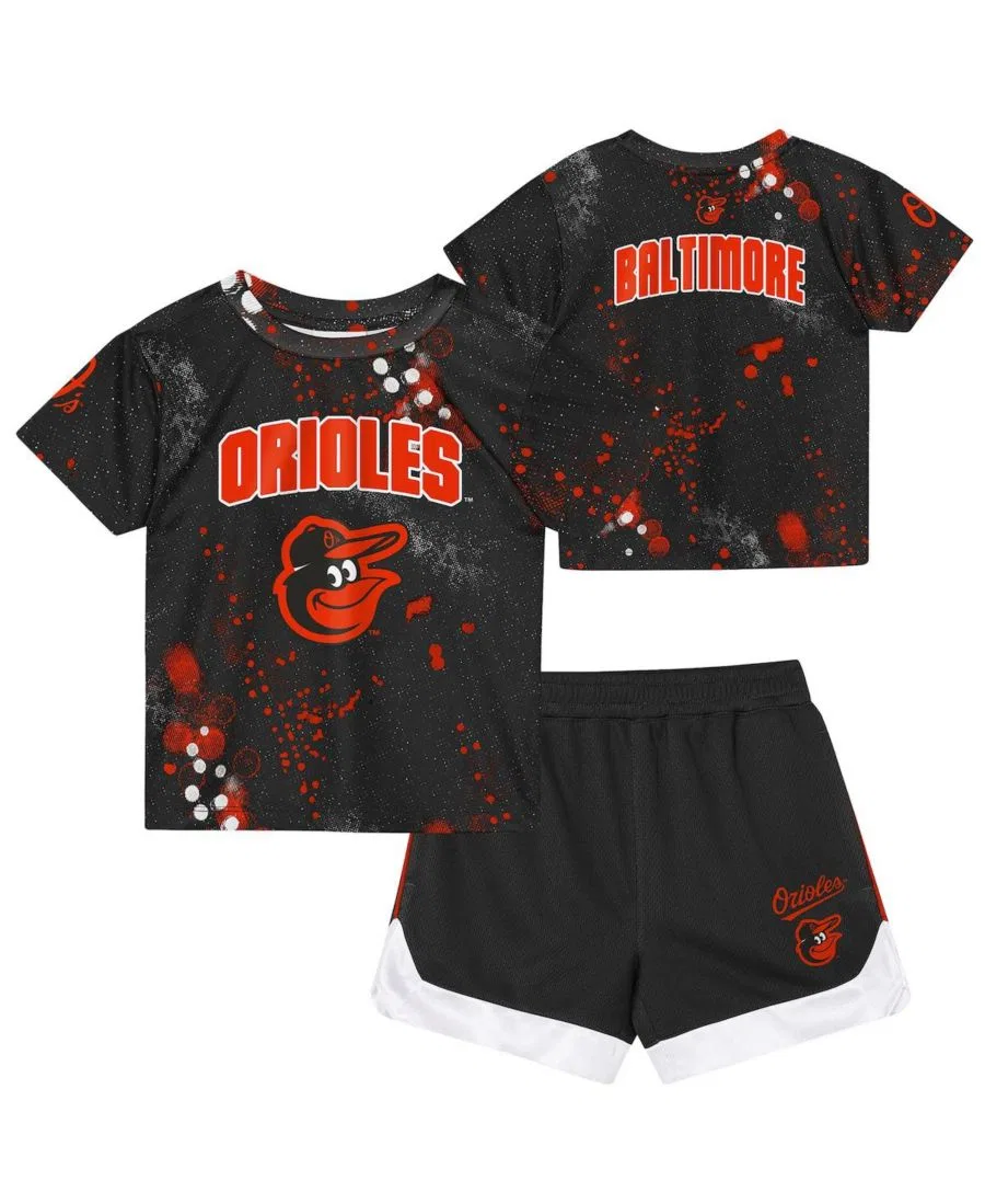 Комплект футболки и шорт с принтом Pinch Hitter Infielder Outerstuff, Black