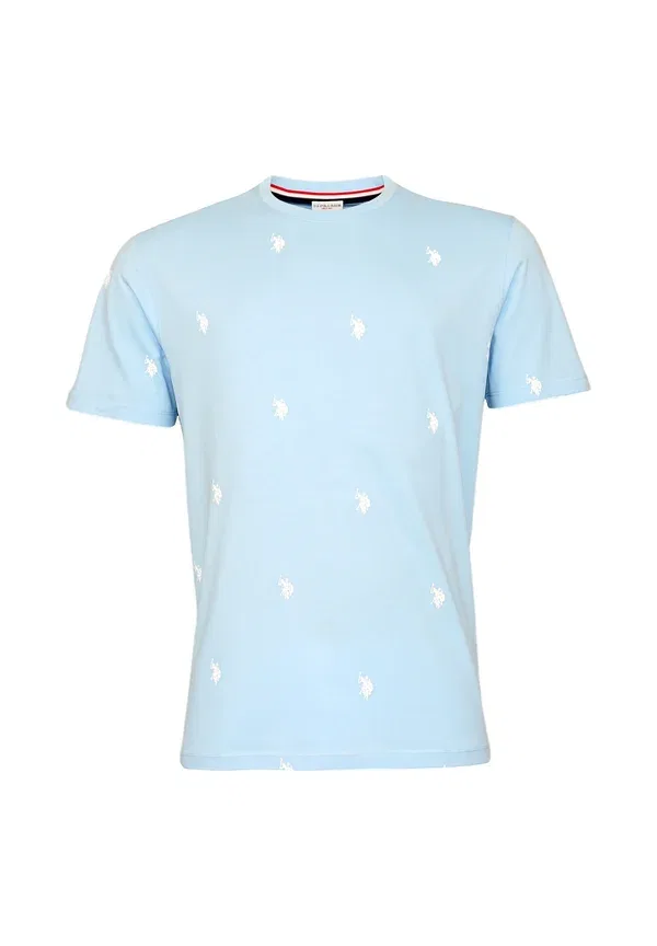 Футболка с принтом Print T-shirt U.S. Polo Assn., hellblau, светло-голубой — фото 4