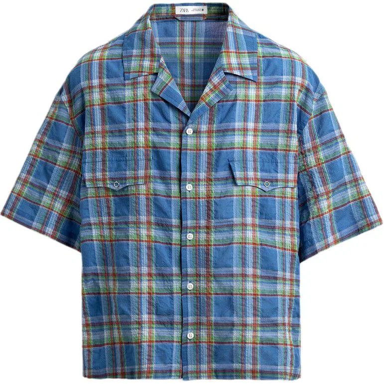 Мужская рубашка с воротником Medium Blue ZARA, Medium Blue