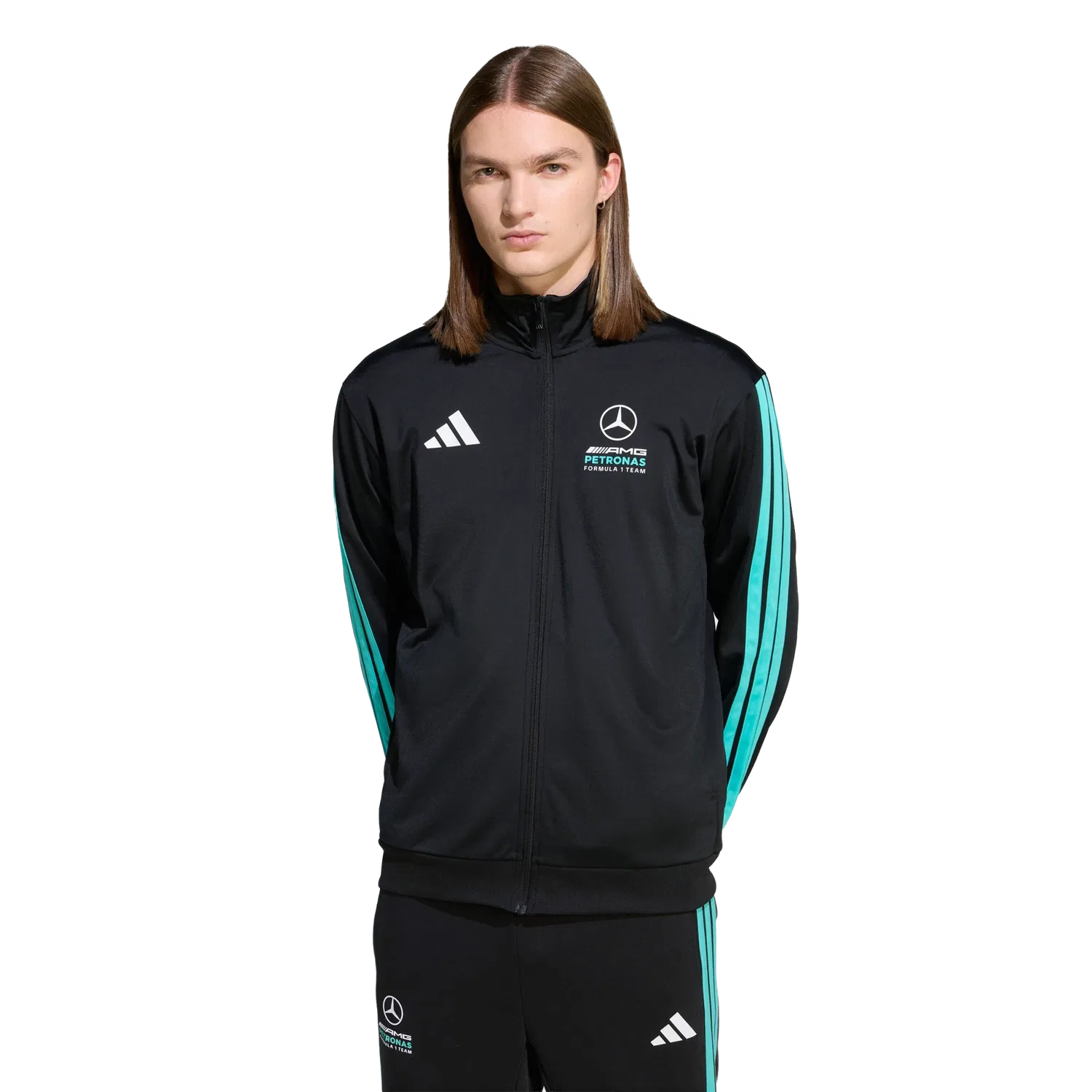 Мужская тренировочная куртка Mercedes-AMG Petronas Formula 1 Team Adidas, черный — фото 2