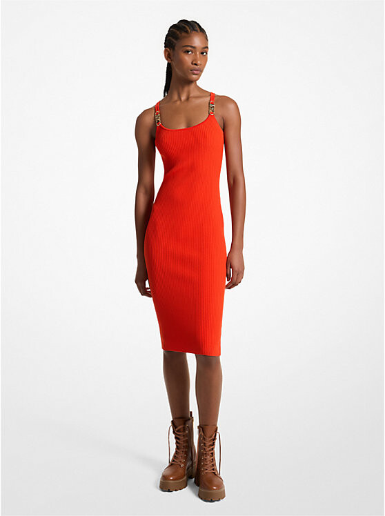 

Платье Michael Kors Ribbed Stretch Knit Midi Tank, ярко-оранжевый