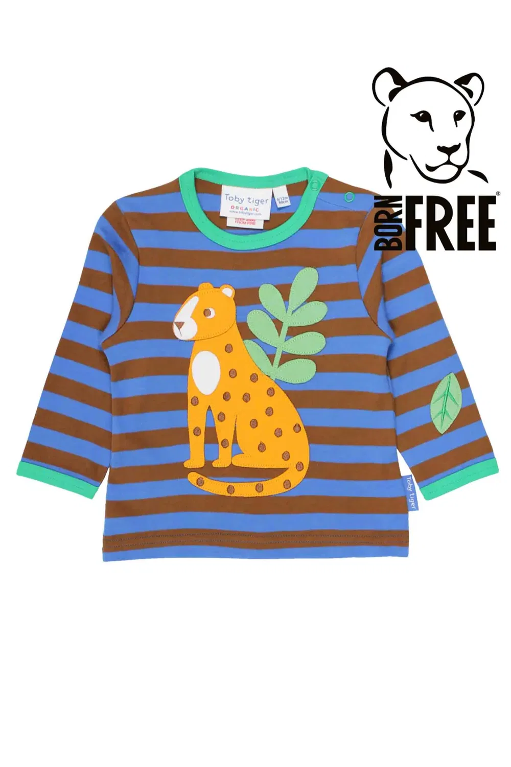Детский лонгслив с аппликацией леопарда Born Free Toby Tiger, Multi