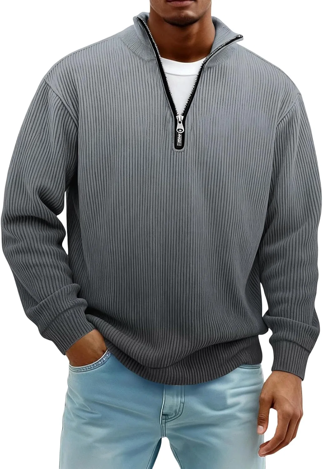 Мужская футболка с длинным рукавом хенли Regular Fit, Grey