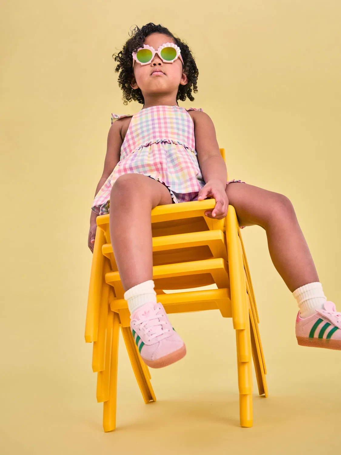 Комплект из топа и шорт с оборками, клетка Jojo Maman Bébé, White Rainbow Gingham