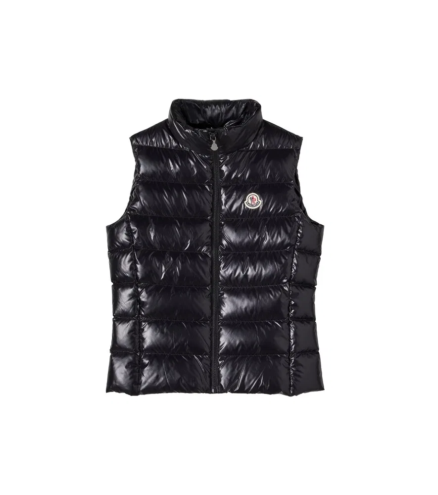 Пуховый жилет с логотипом Ghany Moncler Enfant, черный