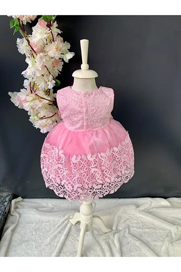 Детское платье для девочек с принтом Mevlüt Dress Petite Ponpon Baby, Pink — фото 2