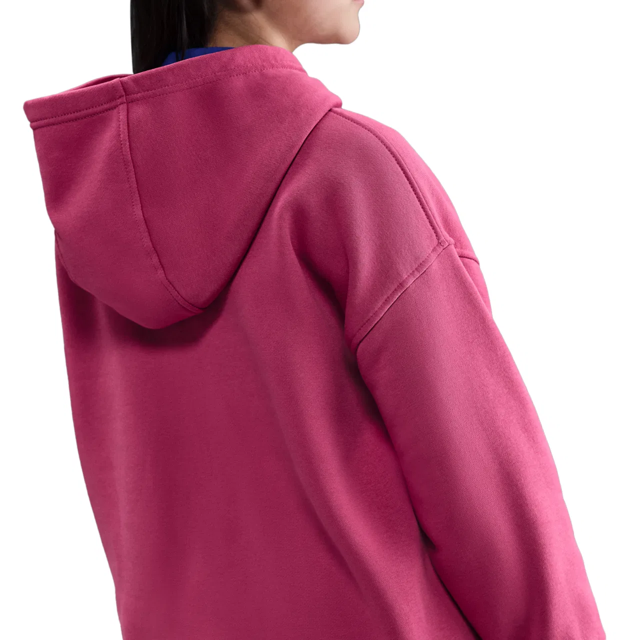 Толстовка для девочек Club Fleece Oversized PO Nike, цвет Sweet Beet/White/Sweet Beet — фото 2