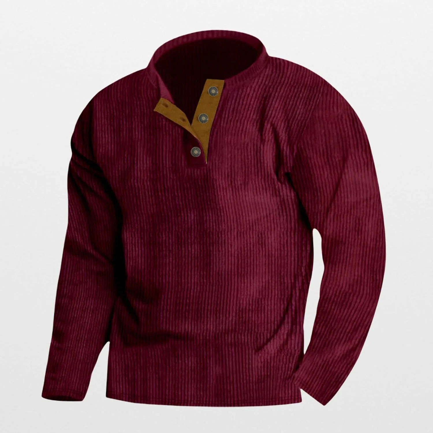 Мужская свободная футболка с длинным рукавом Corduroy Sweatshirt, Wine Red — фото 2