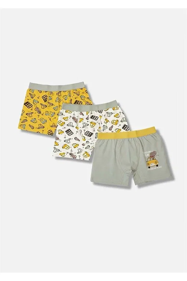 Детский комплект боксеров для мальчиков с принтом Car Pattern Printed Çamaşırcımshop, Mixed Color Package