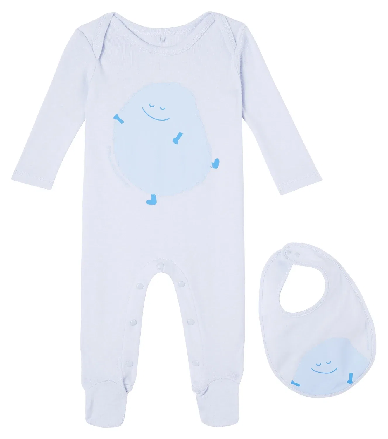 Комплект из комбинезона и слюнявчика с принтом Stella Mccartney Kids, синий