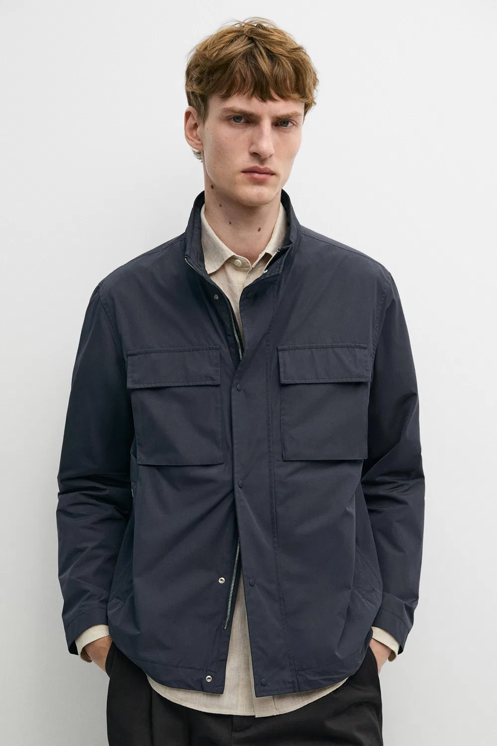 Куртка Massimo Dutti, техническая куртка с карманами, синий — фото 2