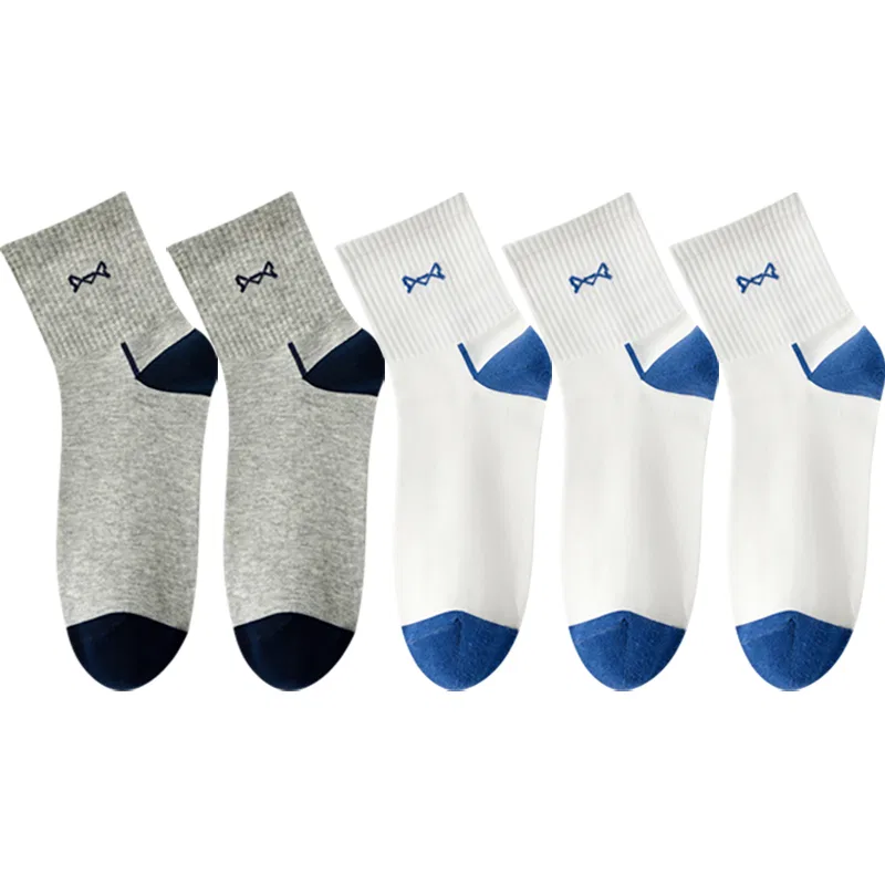 Детские носки с длинным голенищем, Unisex Crew Socks, MIIOW, White 3/Light Gray 2