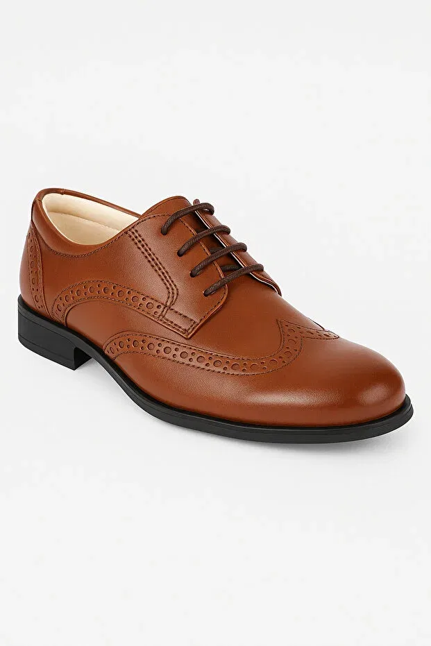 Детские туфли для мальчиков кожаные brogue Isse, Tan Color — фото 2