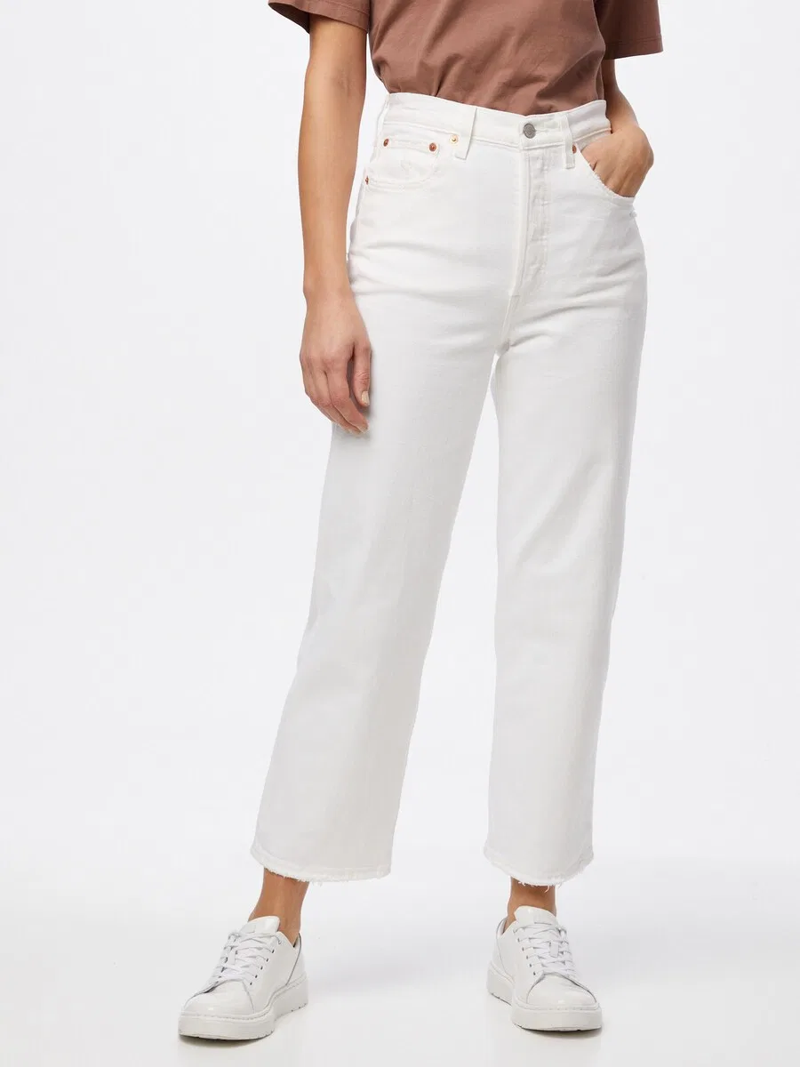 Джинсы LEVI'S свободного кроя «Ribcage Straight Ankle Jeans» белого цвета — фото 3