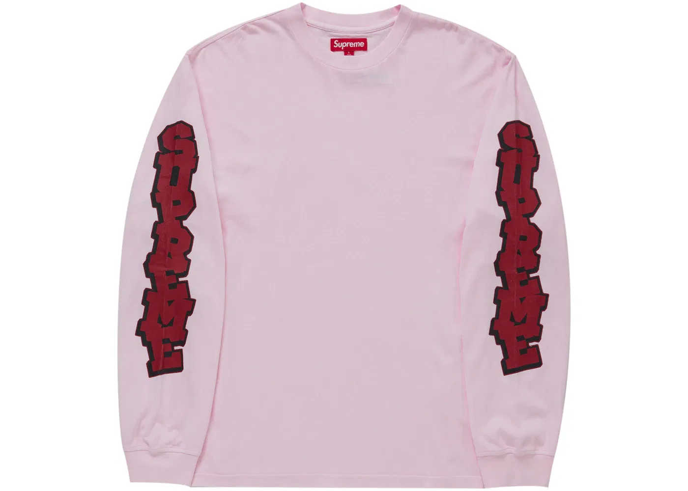 Мужская футболка с длинным рукавом с принтом Cracked Sleeve Supreme, Pink