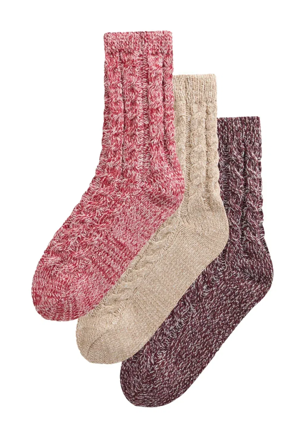 Уютные вязаные носки до щиколотки, комплект из 3 пар Next, Burgundy Red Tonal