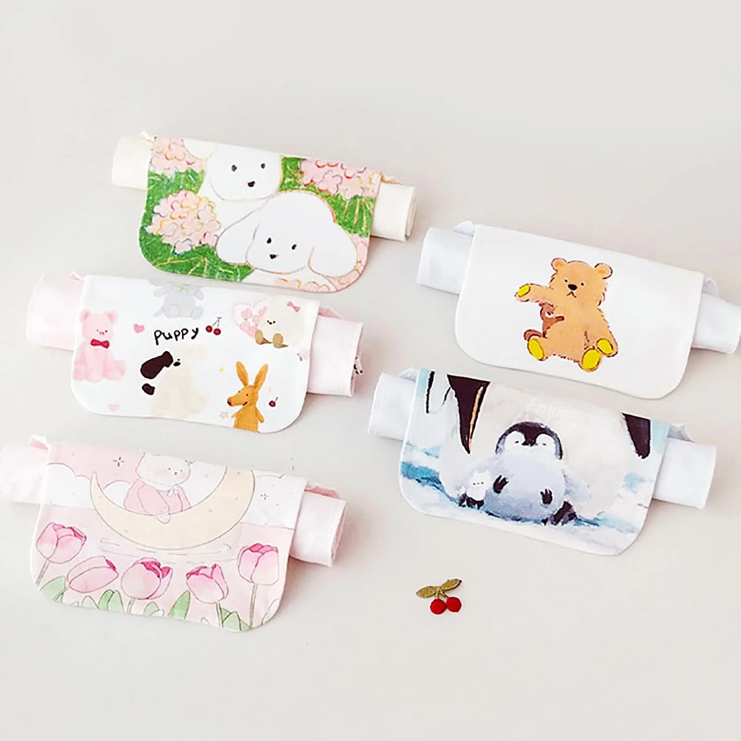 Полотенце детское из хлопка, ZEPFJHE, набор 2 шт, 23x32см, Myobi Bear — фото 4