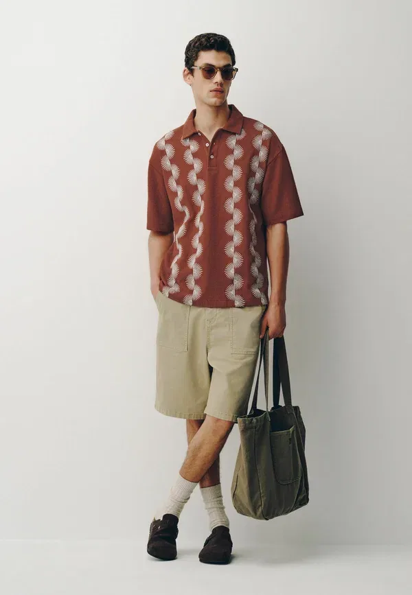Футболка поло хлопок Regular fit - textured short sleeve polo shirts Next, Rust Red Craft, красный — фото 2