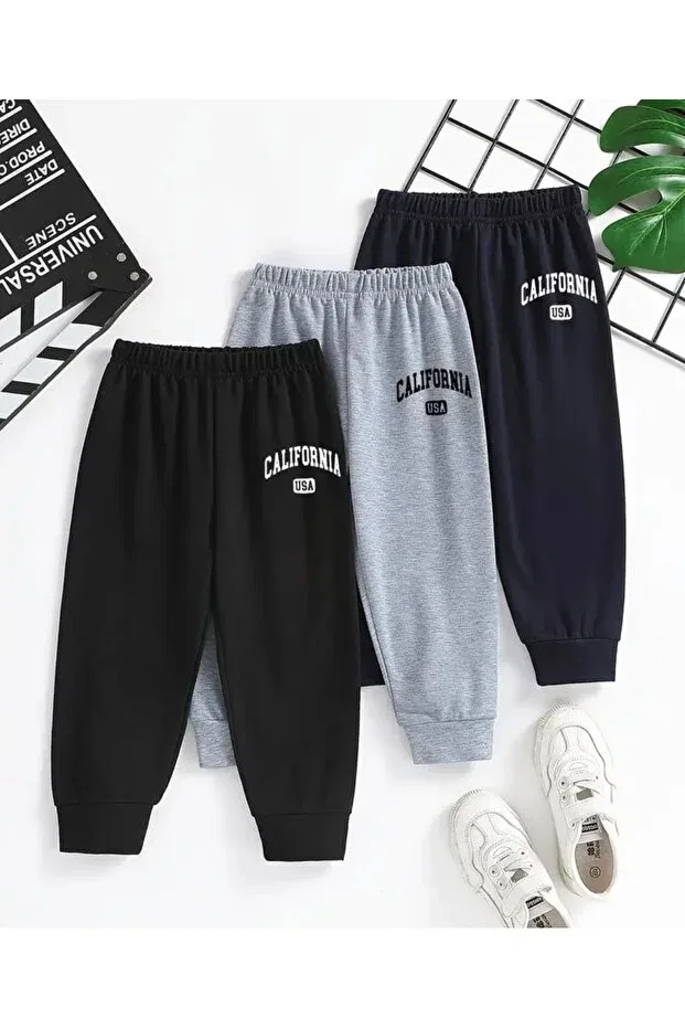 Детские спортивные штаны для мальчиков с принтом Children'S 3-piece sweatpants Cinarium, Siyah