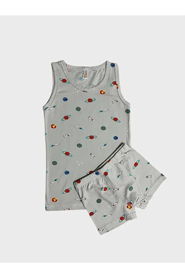 Детский комплект боксеров для мальчиков с принтом из хлопка Elmas Kids, Gray