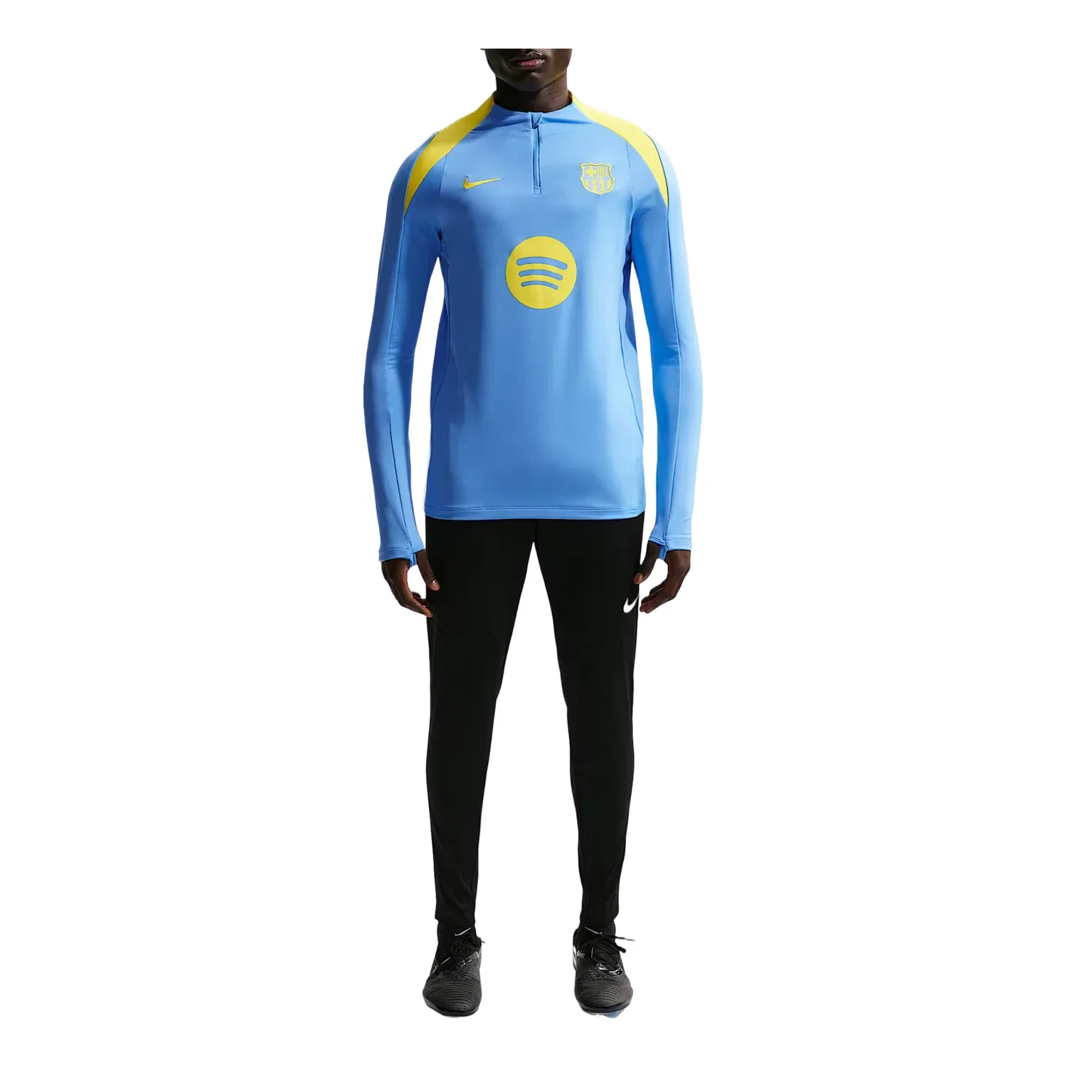 Мужская игровая майка F.C. Barcelona Strike Fourth Dri-FIT Knit Drill T-Shirt 'University Blue Opti Yellow Nike, University Blue/Opti Yellow