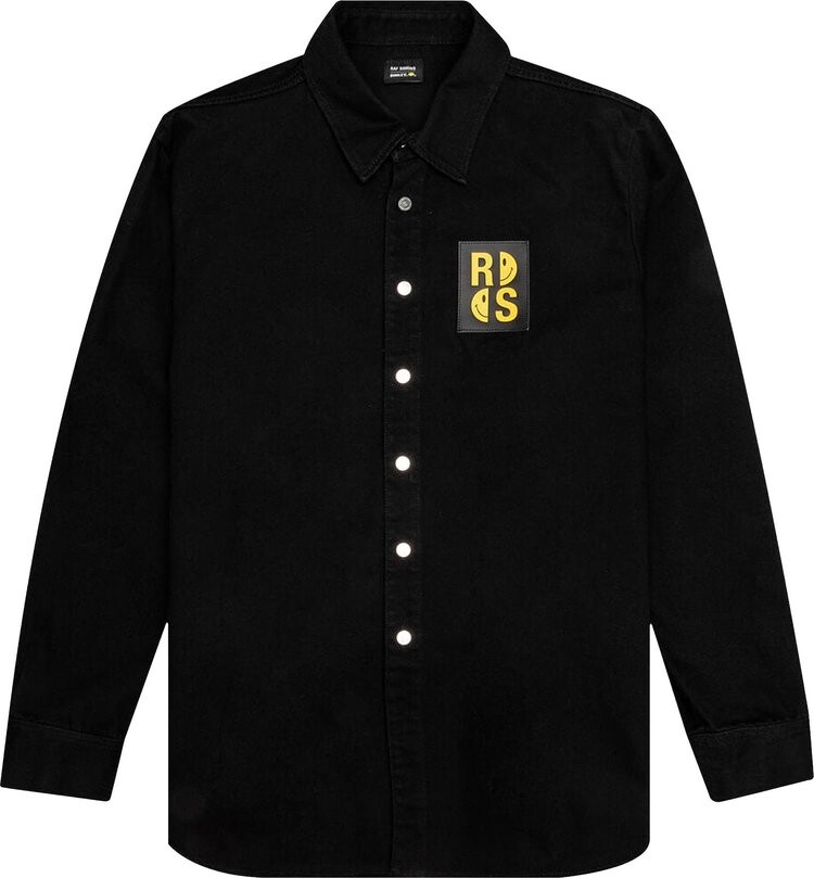 

Рубашка Raf Simons Slim Fit Denim Shirt With Leather Patch 'Black', черный