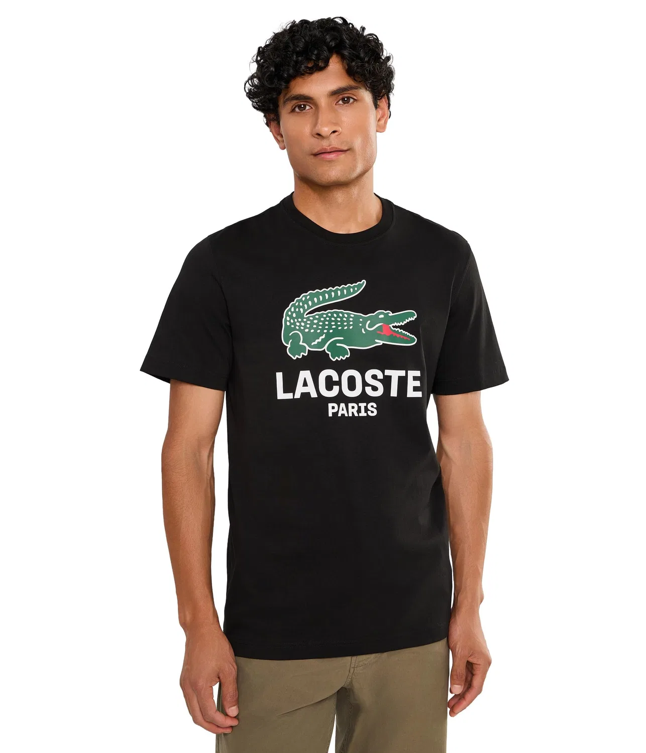 Хлопковая футболка с принтом Lacoste, Noir