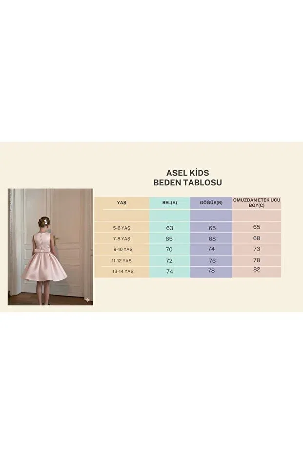 Детское платье для девочек с коротким рукавом Asel Kids, Pink — фото 3