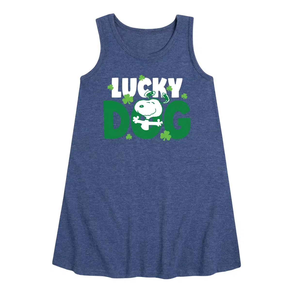 Детское платье-трапеция без рукавов Snoopy Lucky Dog Peanuts, Heather Navy