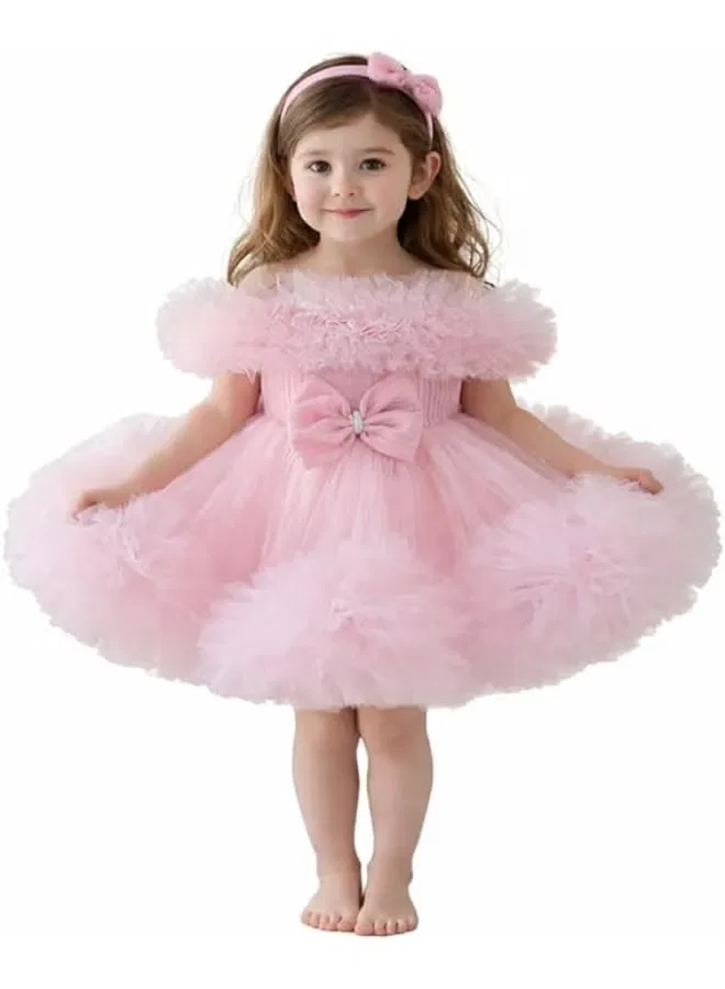 Платье с бантом и открытыми плечами Daddy'S Angel, розовый