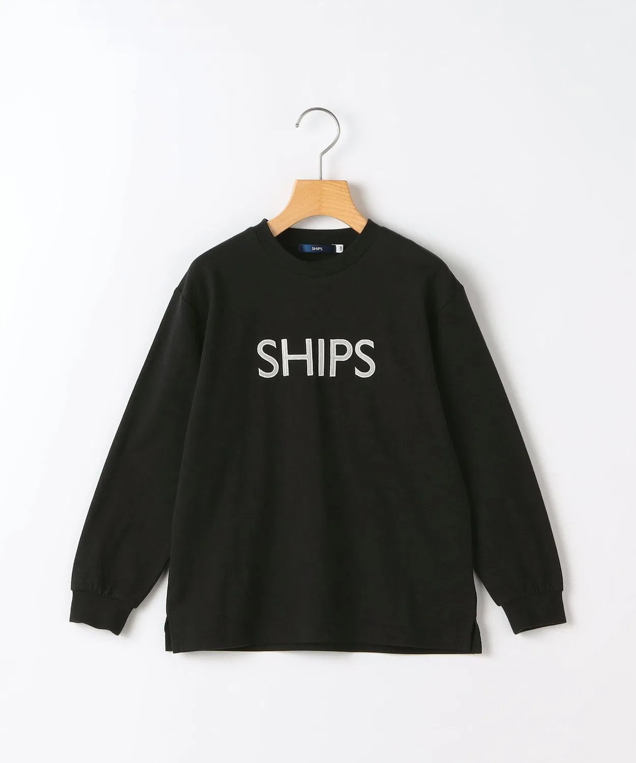 Детский лонгслив с принтом SHIPS, Черный