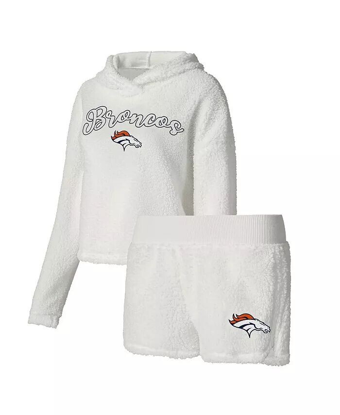

Женский комплект для сна из пушистого пуловера Denver Broncos белого цвета и шорт Concepts Sport, белый