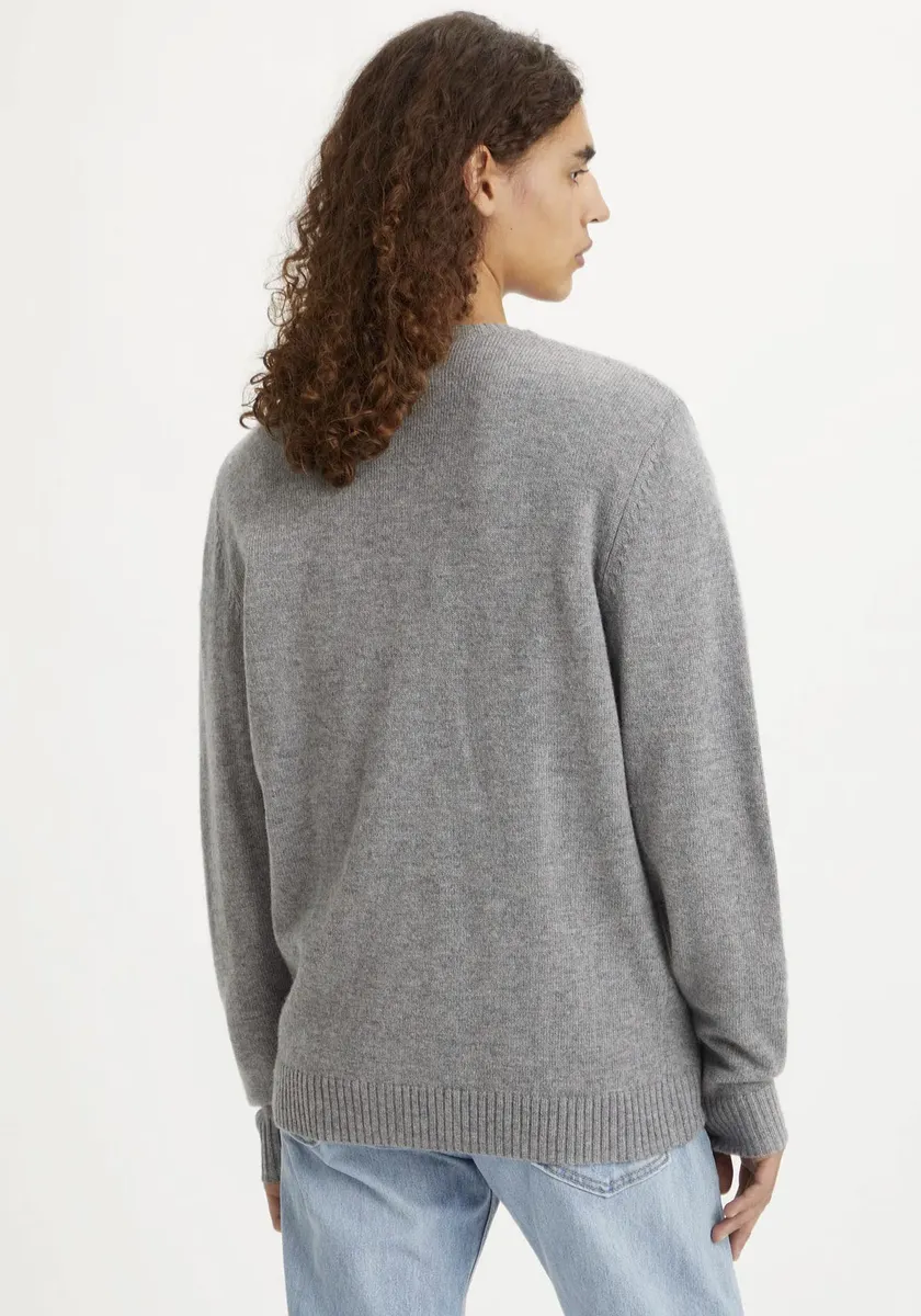 Шерстяной свитер Levi's "ORIGINAL HM SWEATER", классической формы с круглым вырезом, серый — фото 3
