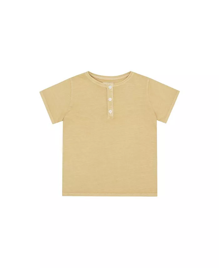 

Детская футболка-поло из органического хлопка с коротким рукавом Toddler SS Organic Cotton Henley Vild House of Little, желтый