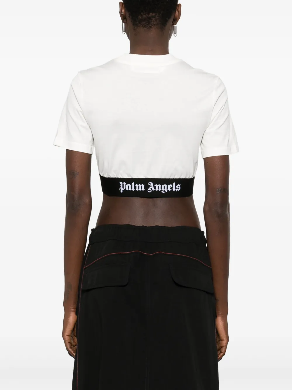 Укороченная футболка с логотипом PALM ANGELS, белый — фото 4