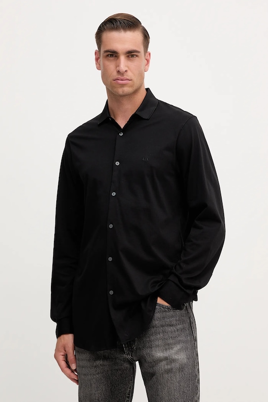 

Хлопковая рубашка Armani Exchange, черный