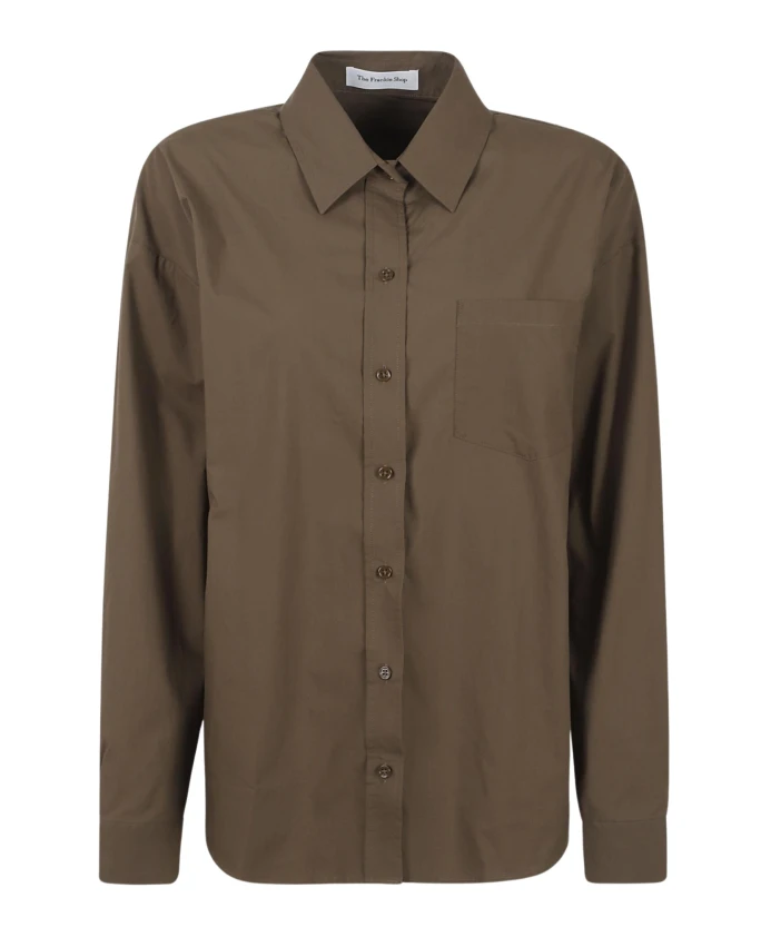 

Рубашка «Орнелла» с планкой на пуговицах сбоку. The Frankie Shop, зеленый