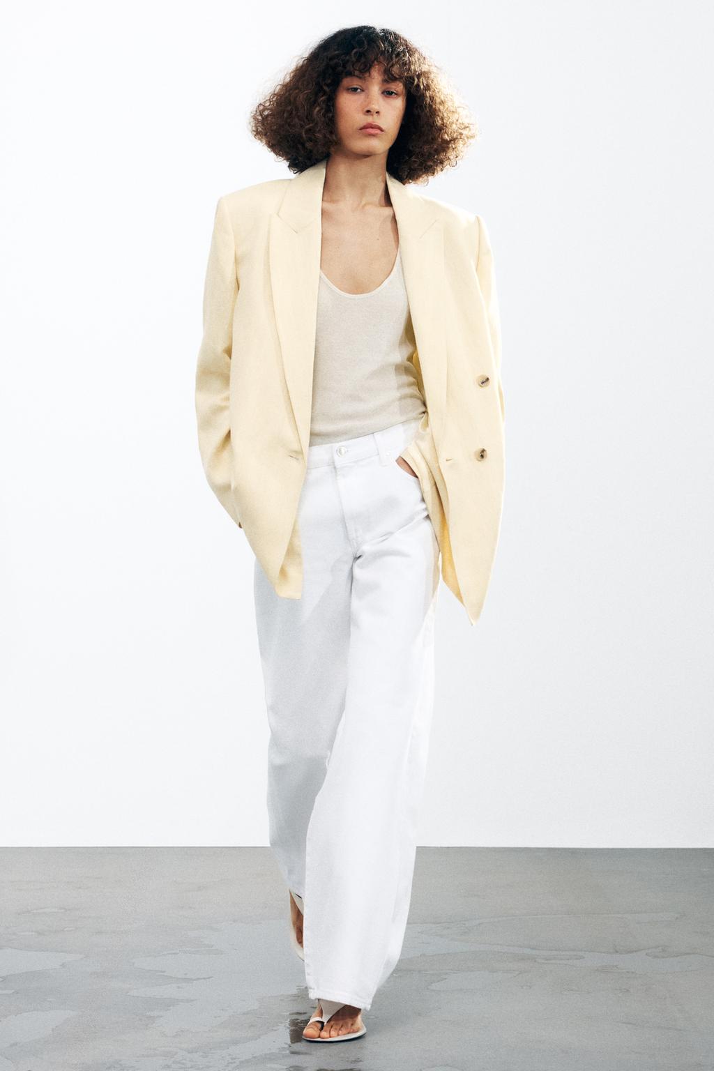 

Широкие джинсы с низкой посадкой ZARA, белый